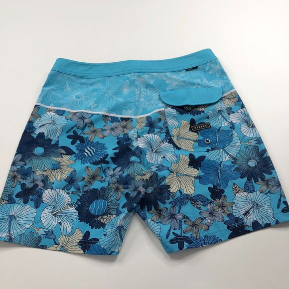 Vissla 32 (Fit 32W) Surf Swim Board Stretch 8" Shorts All Over Print Blue MINT - Picture 5 of 8